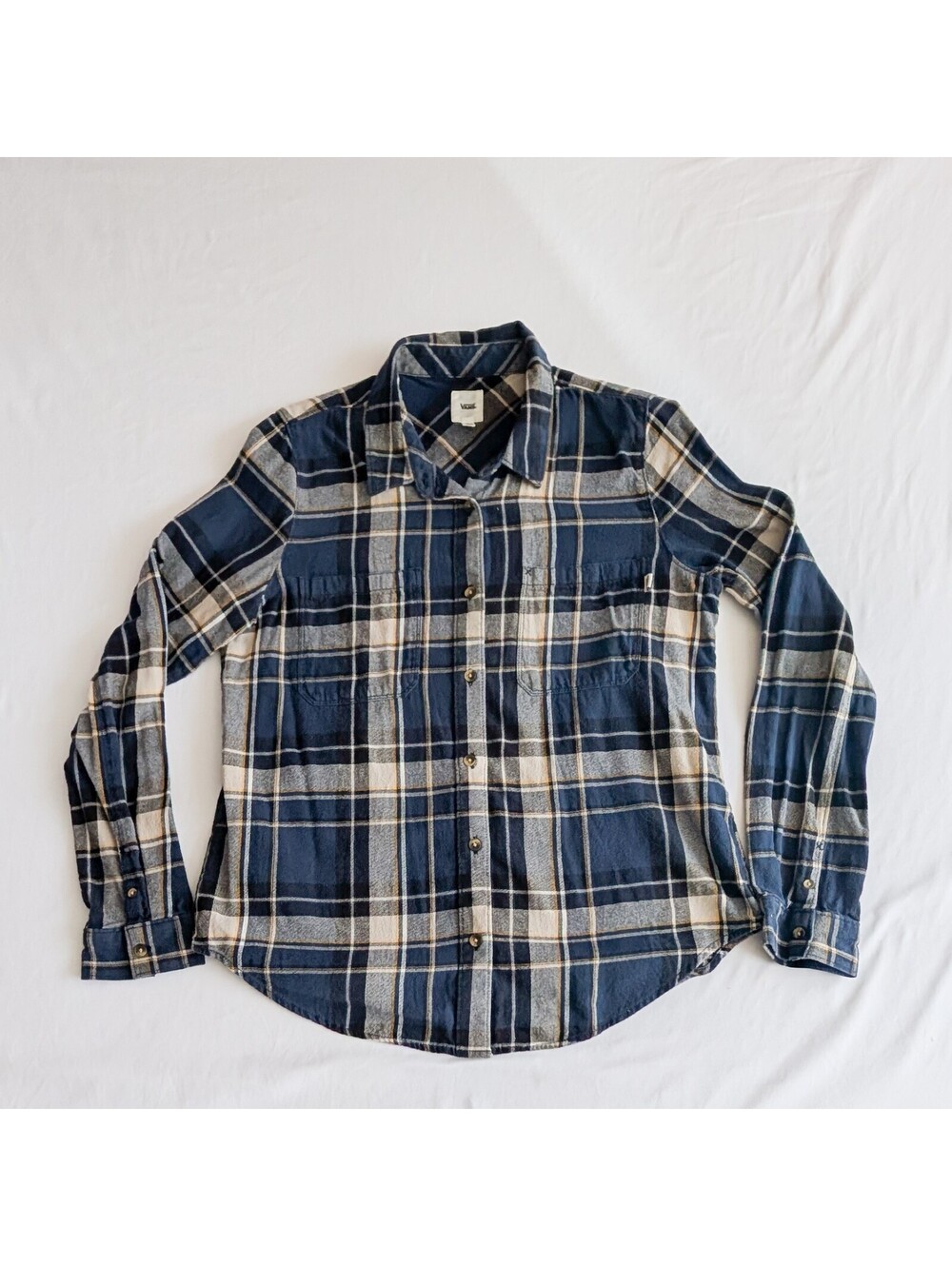 VANS Plaid Flannel Loose Fit Button-Up Shirt Men's L Long Sleeve Pockets